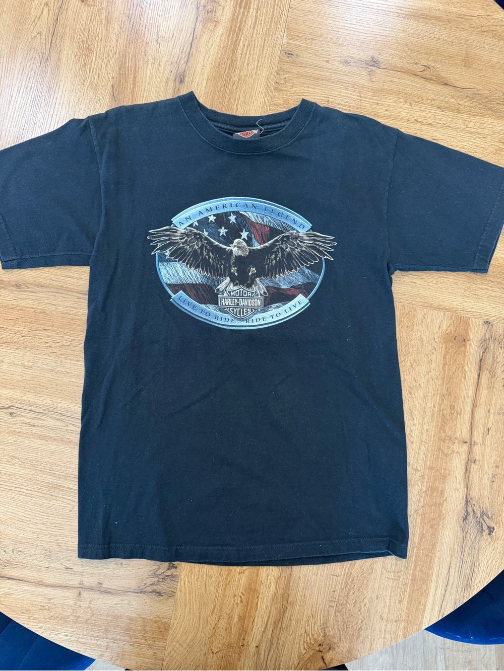 Harley Davidson Eagle Graphic T Shirt York PA Black Size Medium